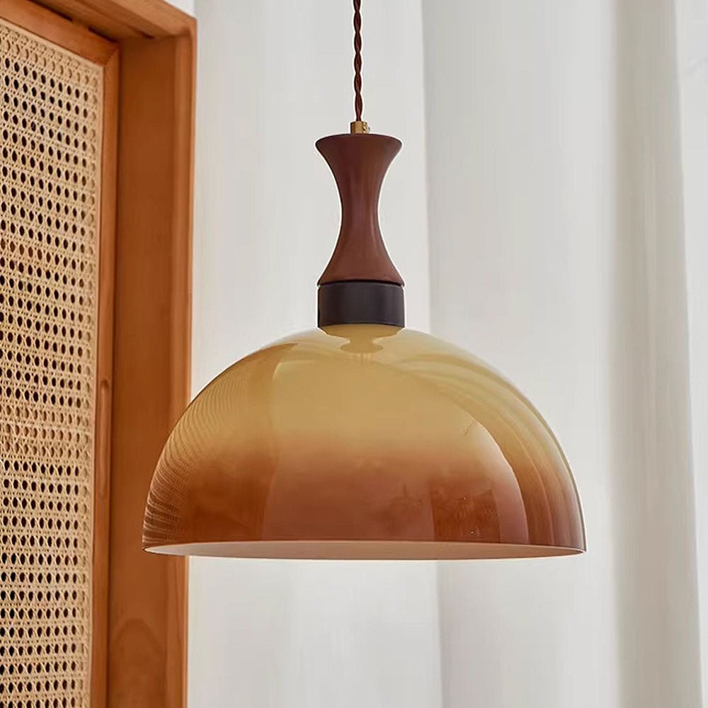 Retro bursztynowa szklana lampa wisząca w stylu wiejskim