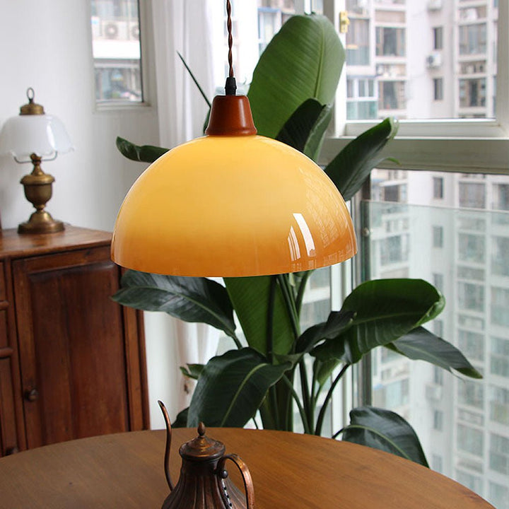 Retro bursztynowa szklana lampa wisząca w stylu wiejskim