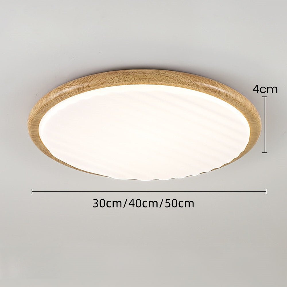 Okrąła drewniana LED lampa sufitowa do sypialni