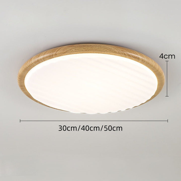 Okrąła drewniana LED lampa sufitowa do sypialni