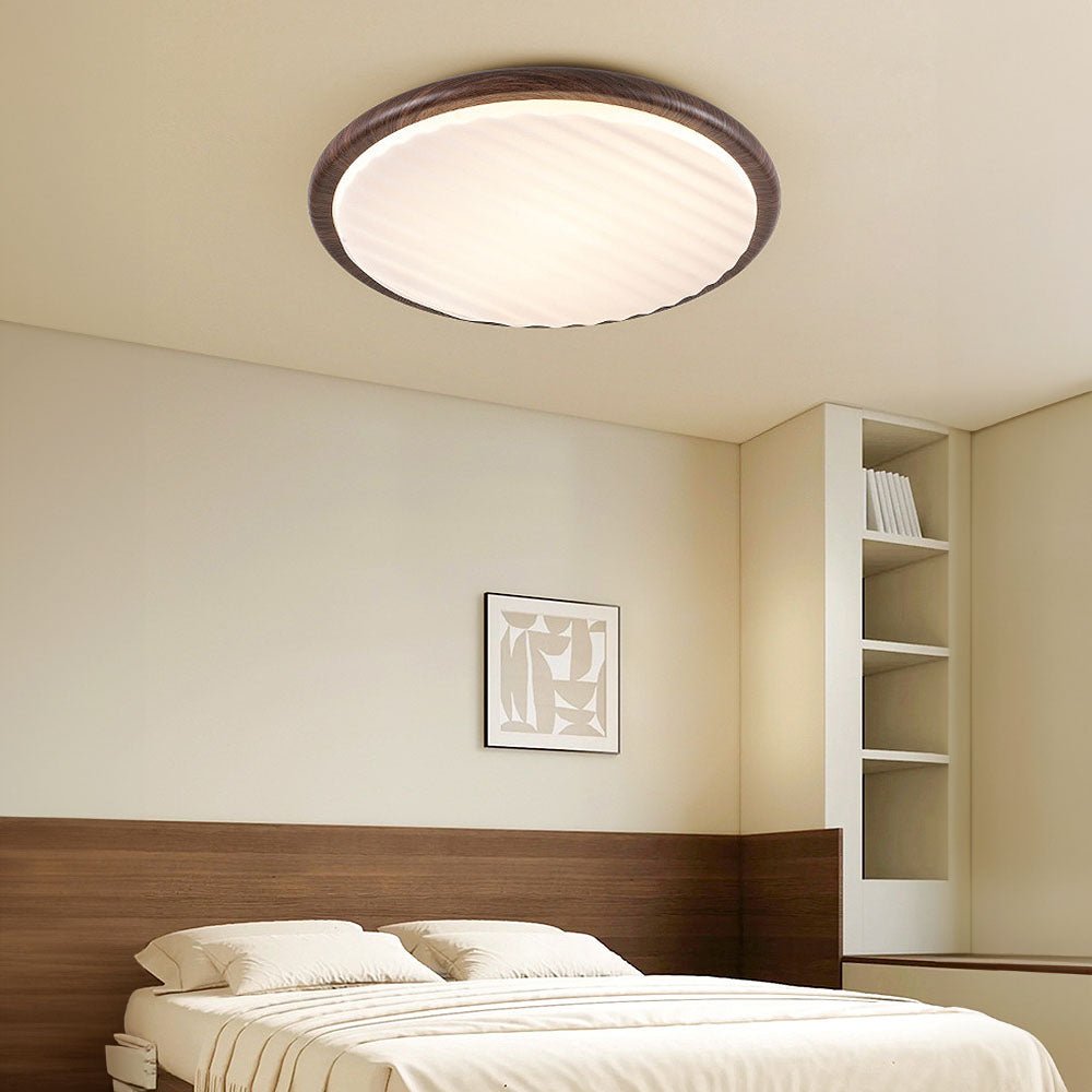 Okrąła drewniana LED lampa sufitowa do sypialni