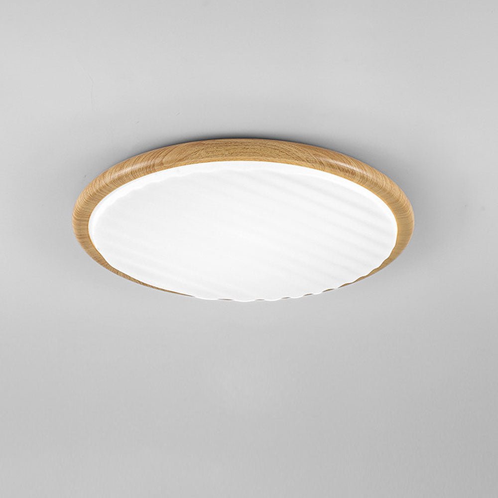 Okrąła drewniana LED lampa sufitowa do sypialni