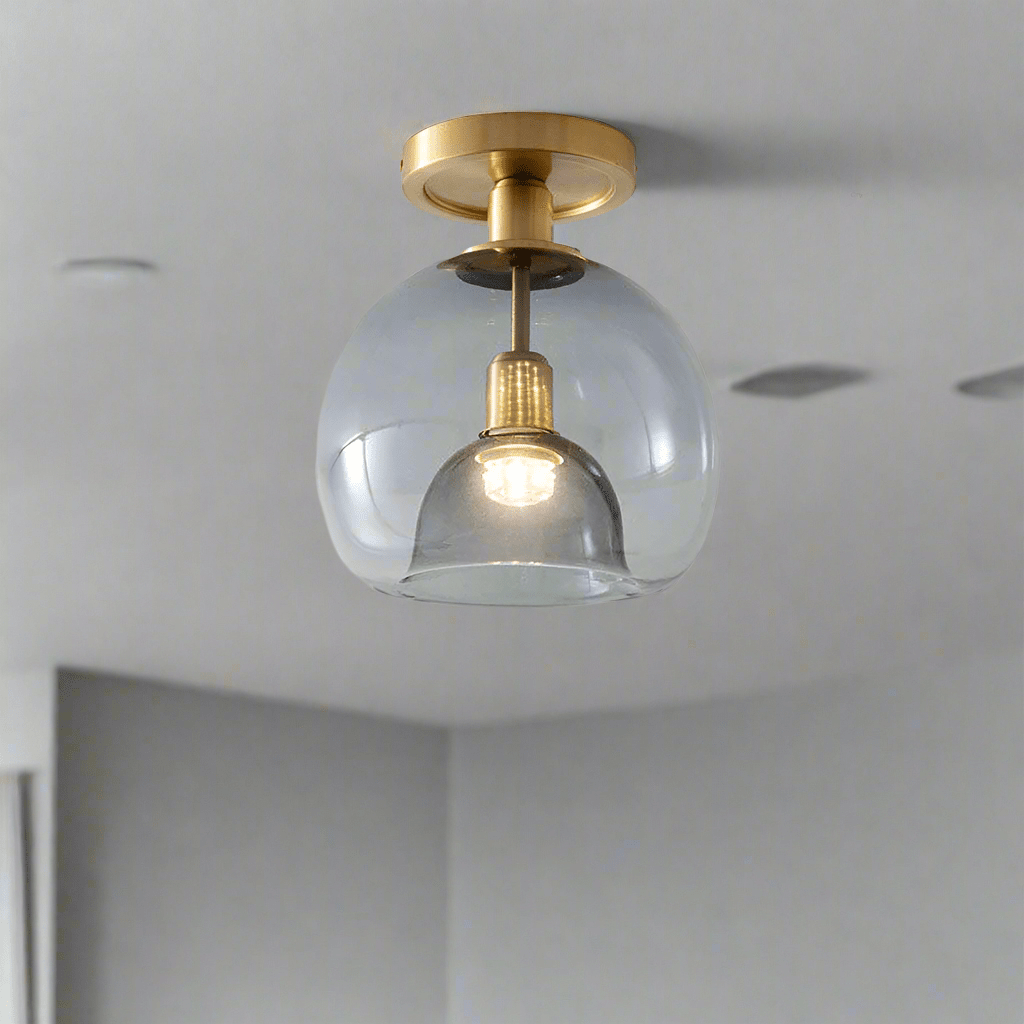 Nowoczesna szklana lampa sufitowa w kolorze szarym