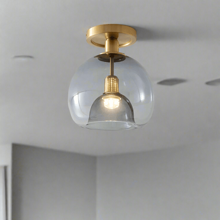 Nowoczesna szklana lampa sufitowa w kolorze szarym