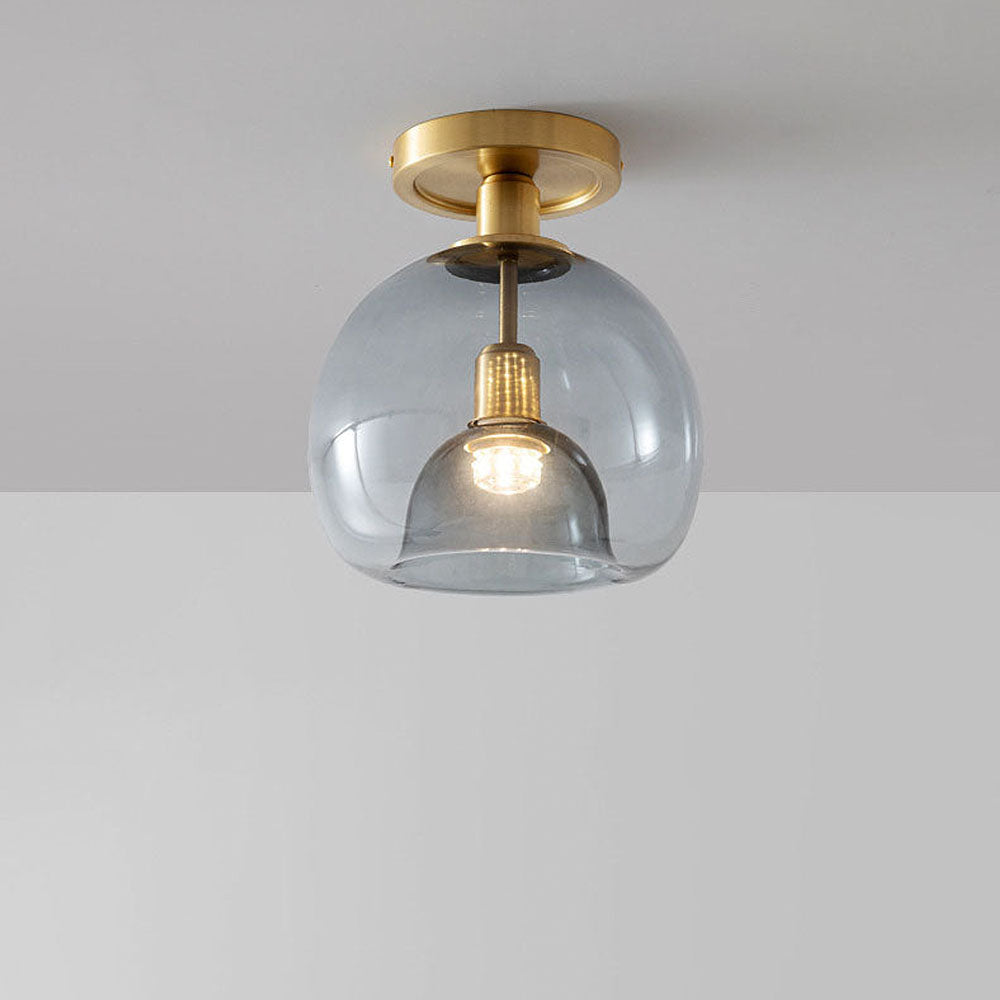Nowoczesna szklana lampa sufitowa w kolorze szarym