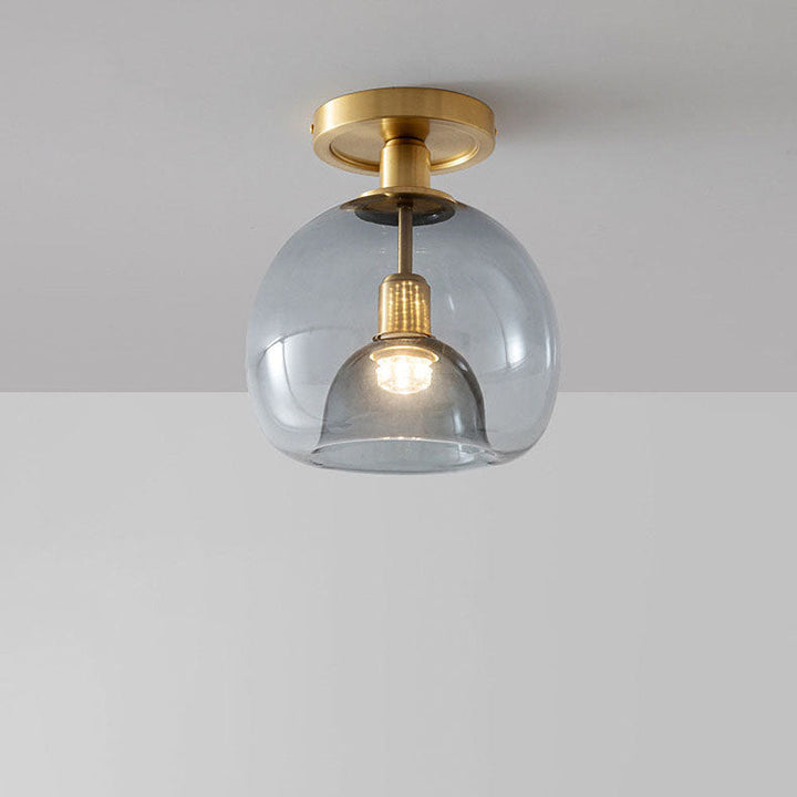 Nowoczesna szklana lampa sufitowa w kolorze szarym