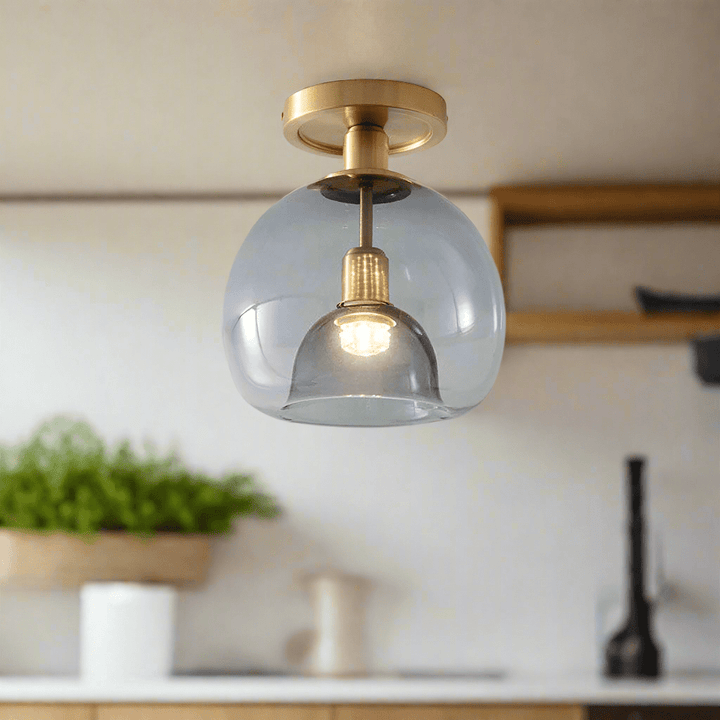 Nowoczesna szklana lampa sufitowa w kolorze szarym