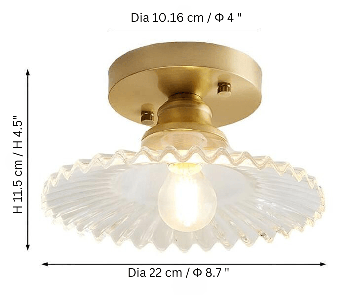 Vintage przezroczysta szklana żebrowana lampa sufitowa