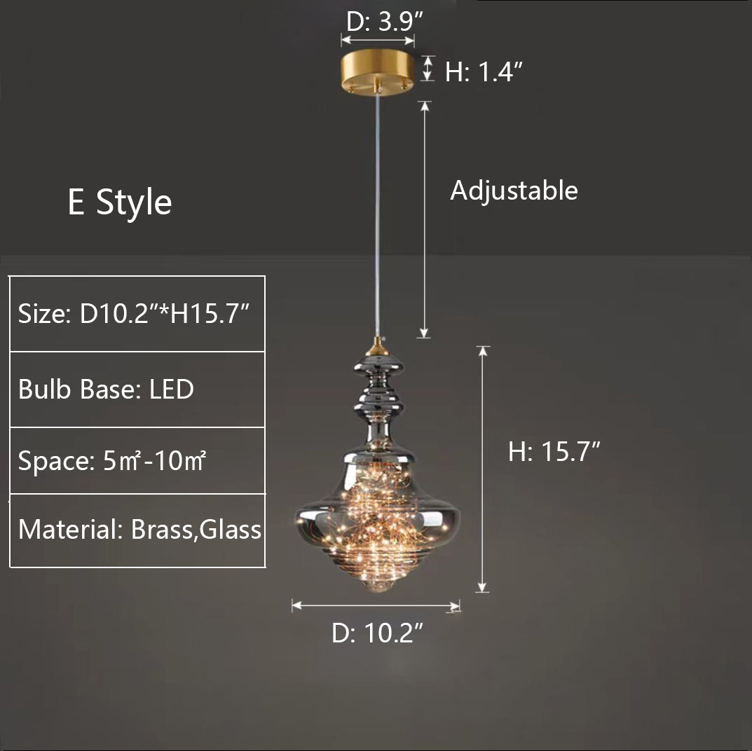 Nowoczesna Szara Szklana Lampa Wisząca z Gwiazdami