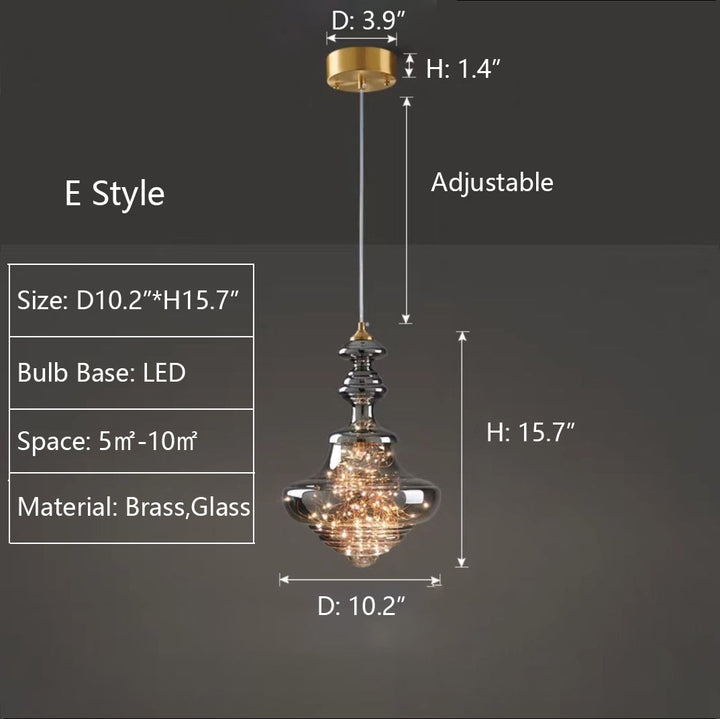 Nowoczesna Szara Szklana Lampa Wisząca z Gwiazdami
