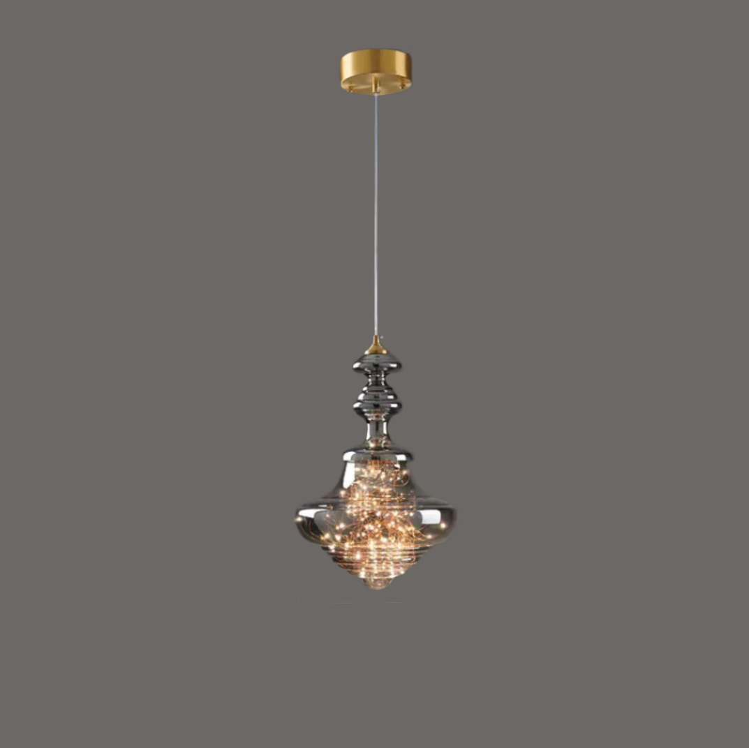 Nowoczesna Szara Szklana Lampa Wisząca z Gwiazdami