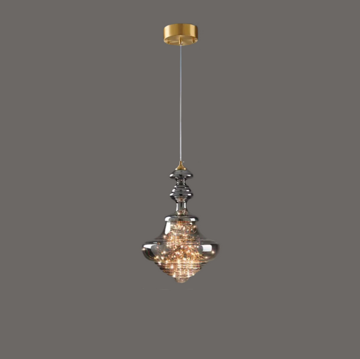 Nowoczesna Szara Szklana Lampa Wisząca z Gwiazdami