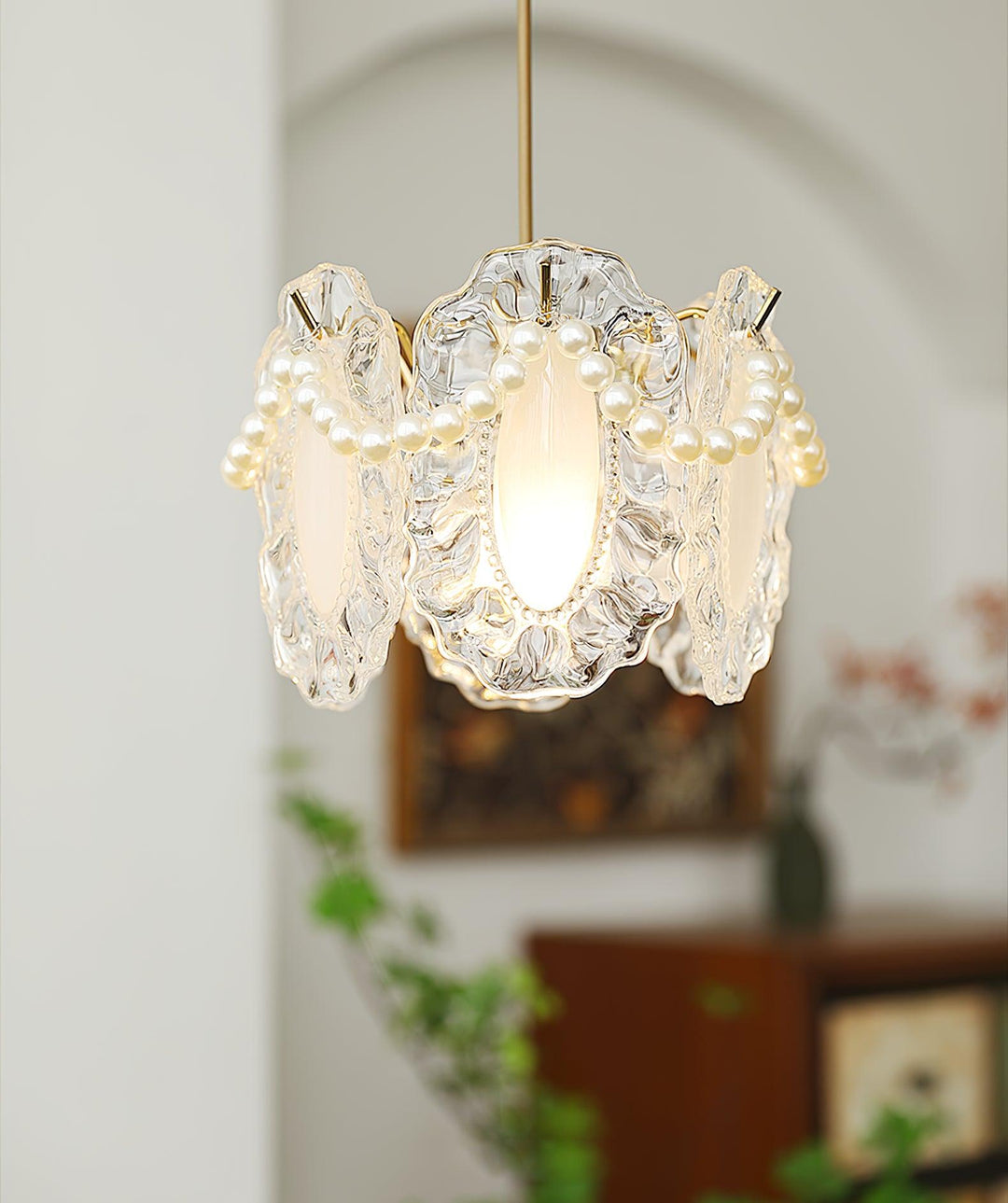 Lampa Wisząca Szklana Kwiatowa