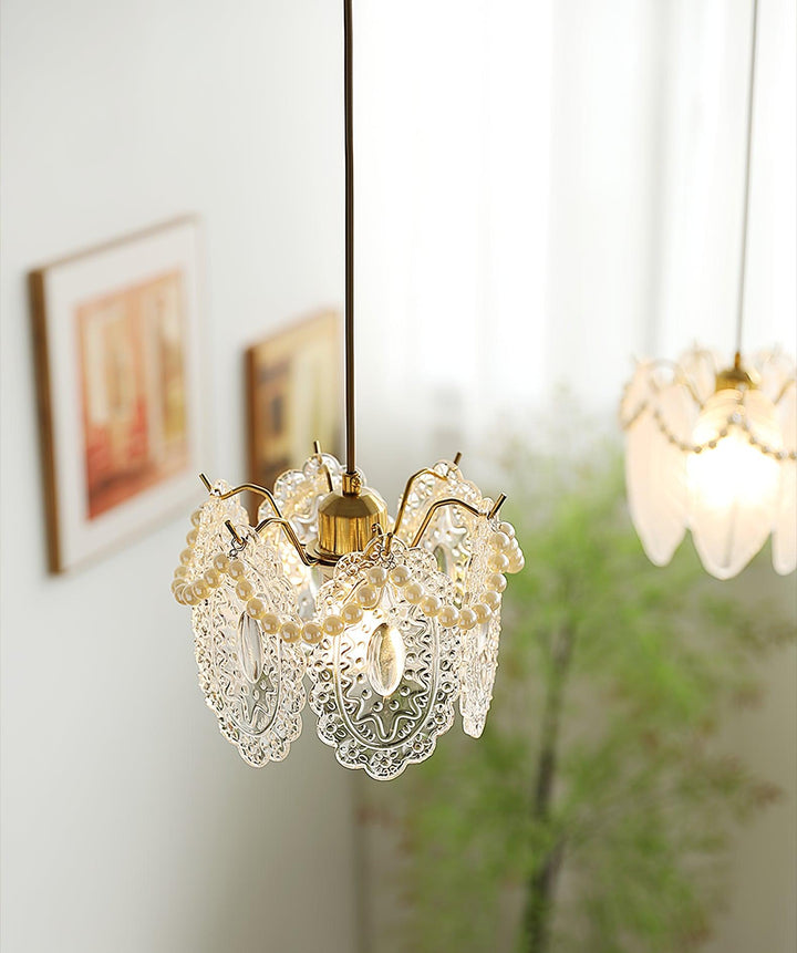 Lampa Wisząca Szklana Kwiatowa