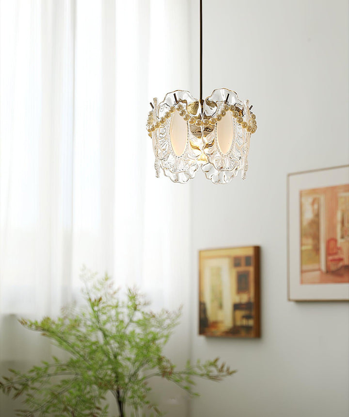 Lampa Wisząca Szklana Kwiatowa