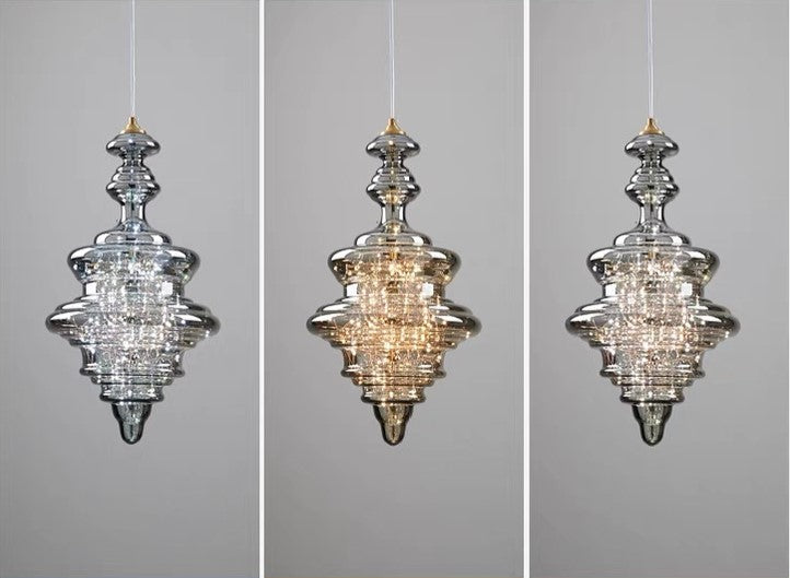 Nowoczesna Szara Szklana Lampa Wisząca z Gwiazdami
