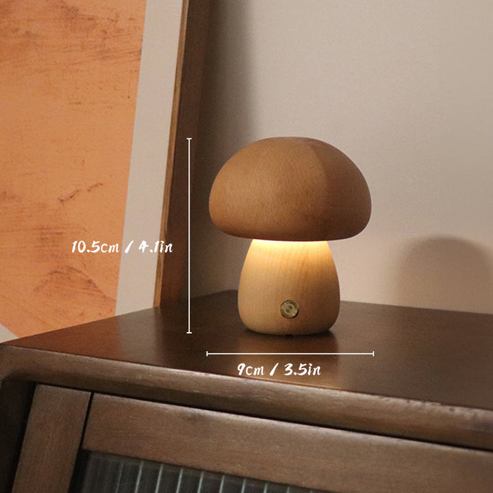 Ładowalna Drewniana Lampa Grzybowa