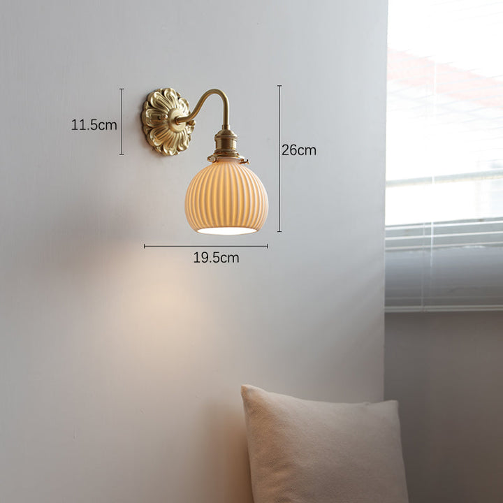 Mosiężna ceramiczna lampa ścienna