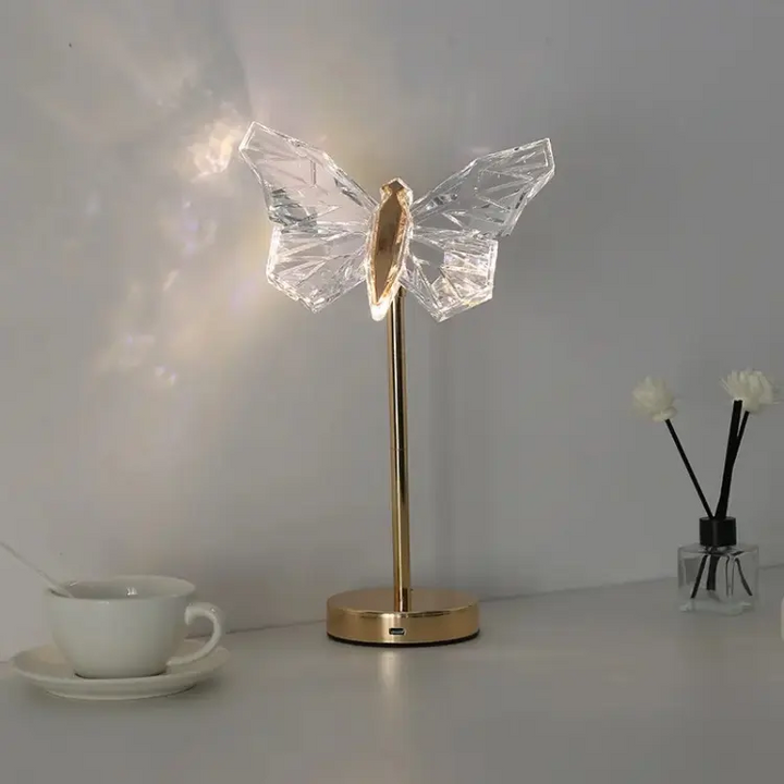 Lampa Stołowa Kryształowa Motyl