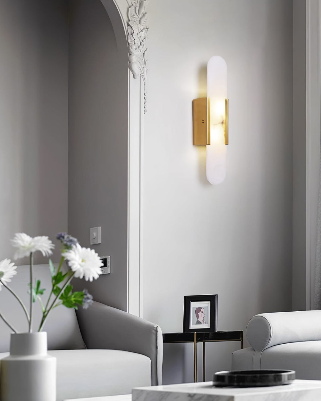 Lampa ścienna Melange Wydłużona Alabaster