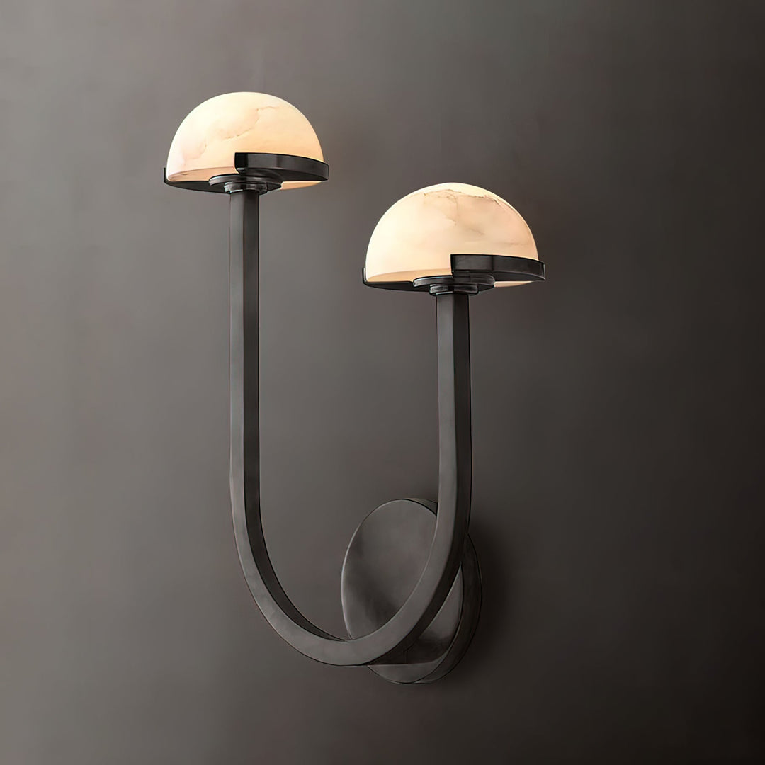 Lampa ścienna z alabastru w kształcie grzyba