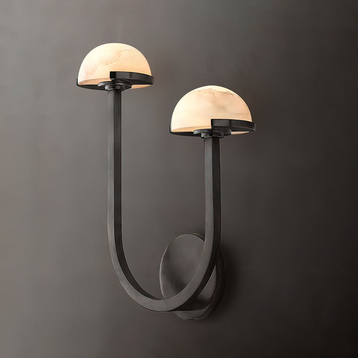 Lampa ścienna z alabastru w kształcie grzyba