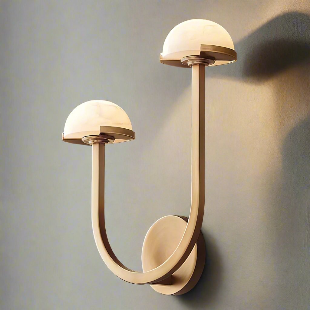 Lampa ścienna z alabastru w kształcie grzyba