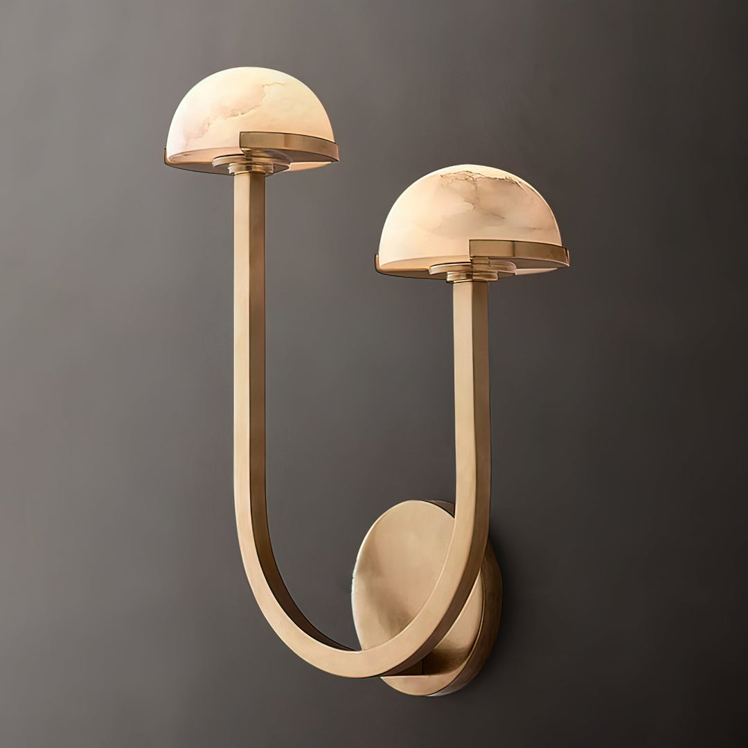 Lampa ścienna z alabastru w kształcie grzyba