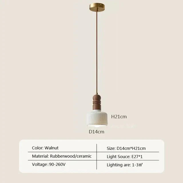 Kremowa Lampa Wisząca z Litego Drewna Wind