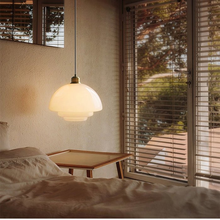 Biała Szklana Lampa Wisząca