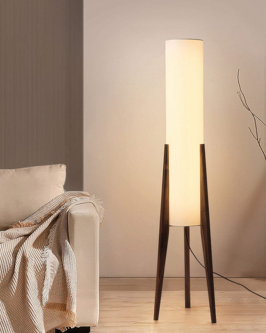 Lampa podłogowa z orzecha - Drewniana lampa dekoracyjna