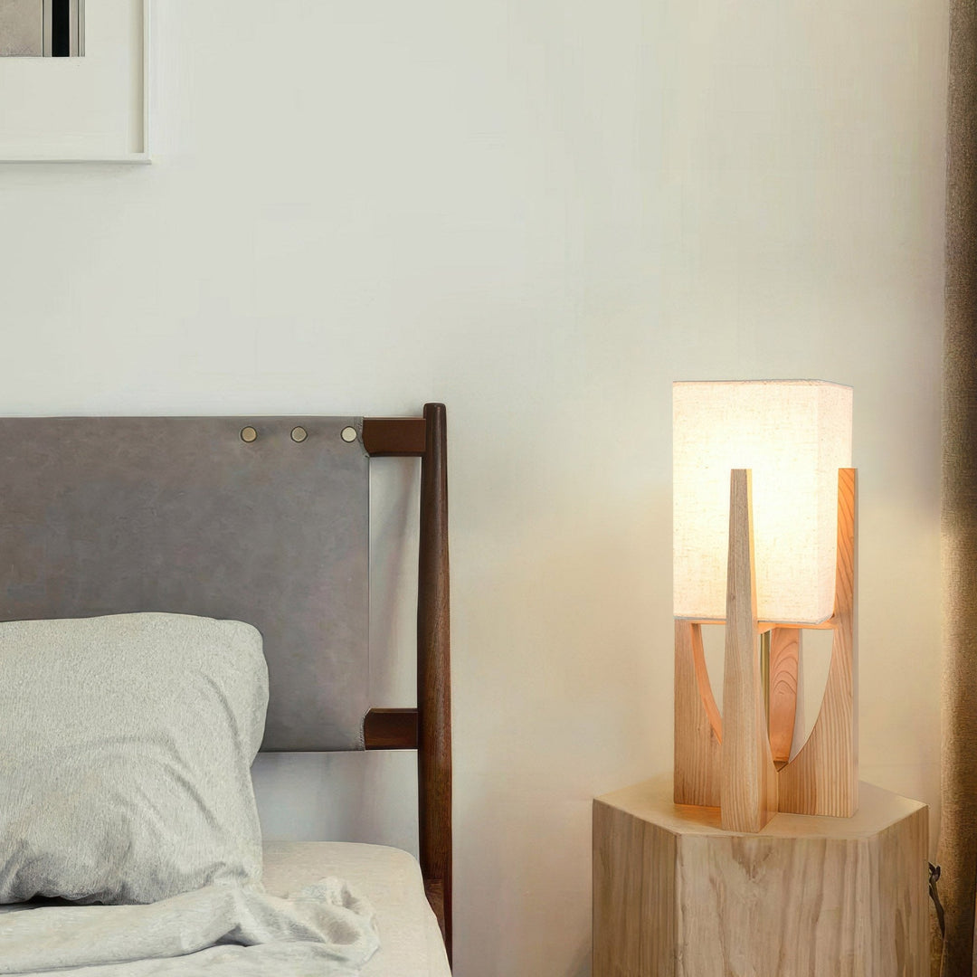 Japońska stylowa lampa podłogowa z orzecha, prosta lampa z litego drewna
