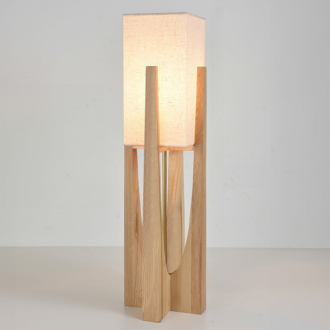 Japońska stylowa lampa podłogowa z orzecha, prosta lampa z litego drewna
