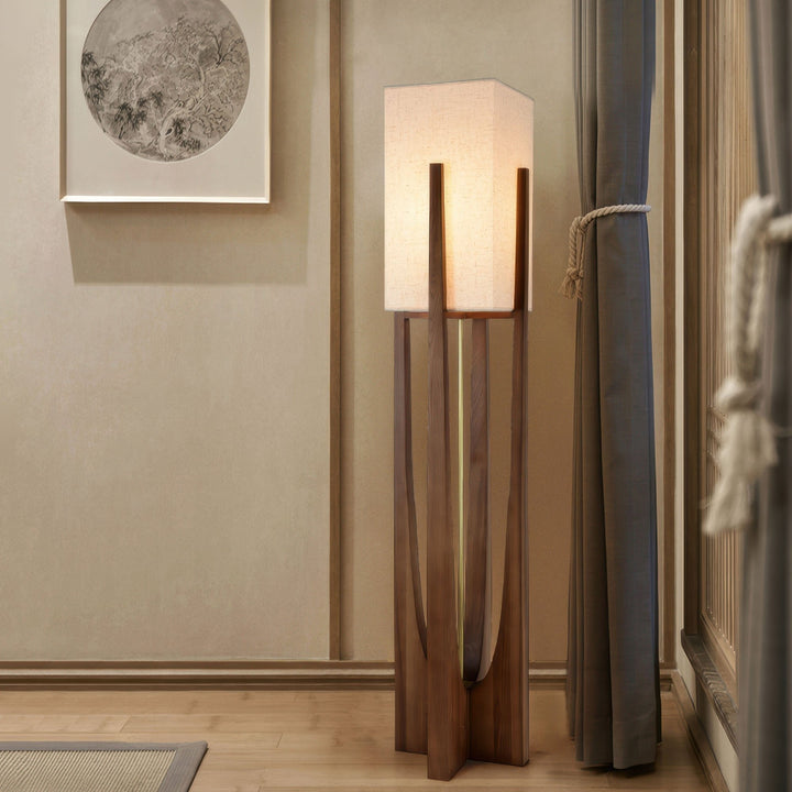 Japońska stylowa lampa podłogowa z orzecha, prosta lampa z litego drewna