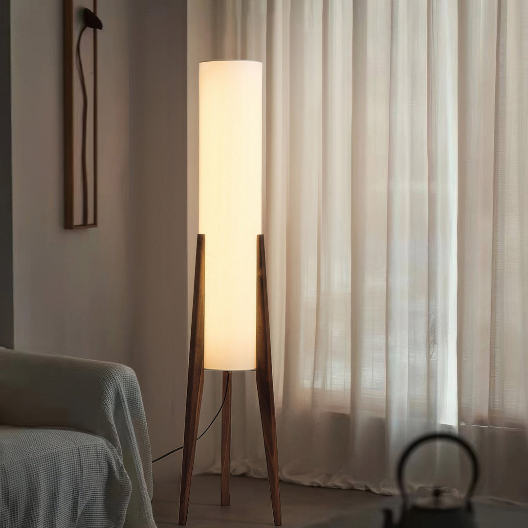 Lampa podłogowa z orzecha - Drewniana lampa dekoracyjna