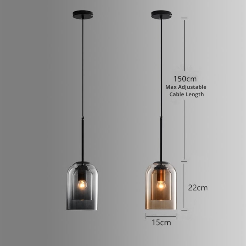 Lampa wisząca Mica w stylu mid-century z podwójnym szkłem