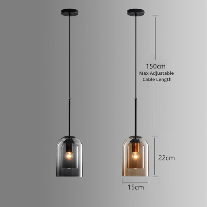Lampa wisząca Mica w stylu mid-century z podwójnym szkłem