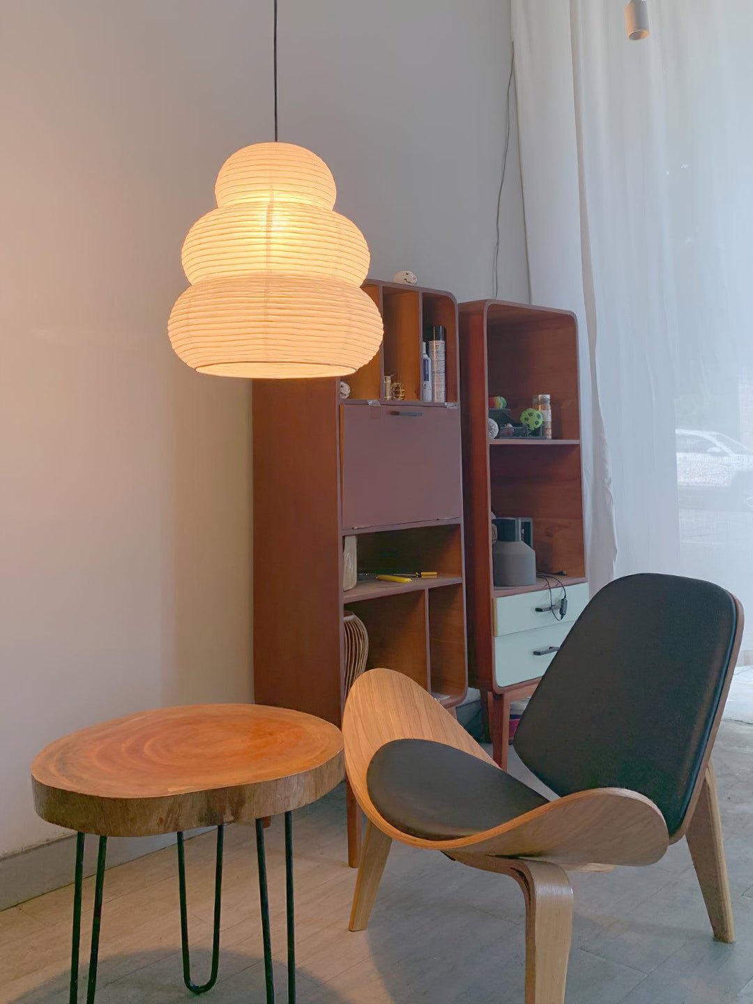 Lampa wisząca z papieru ryżowego