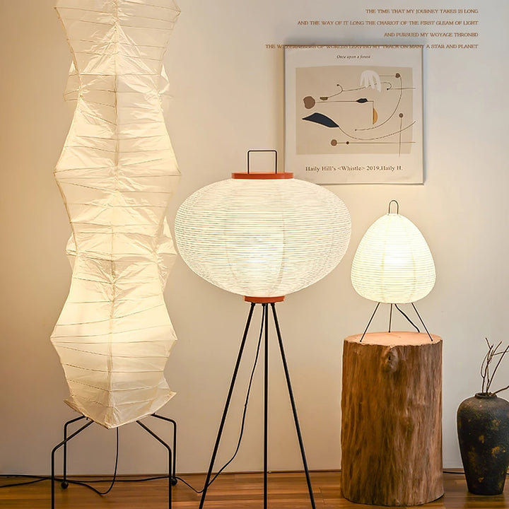 Lampa podłogowa z papieru ryżowego