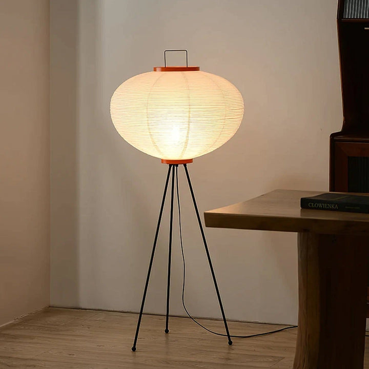 Lampa podłogowa z papieru ryżowego