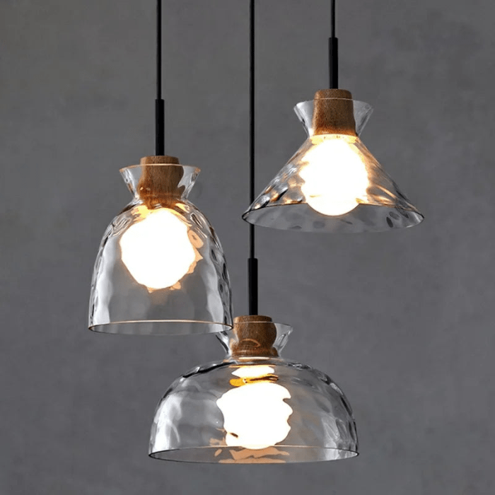 Lampa wisząca Art Ripple szklana lampa wisząca z drewna