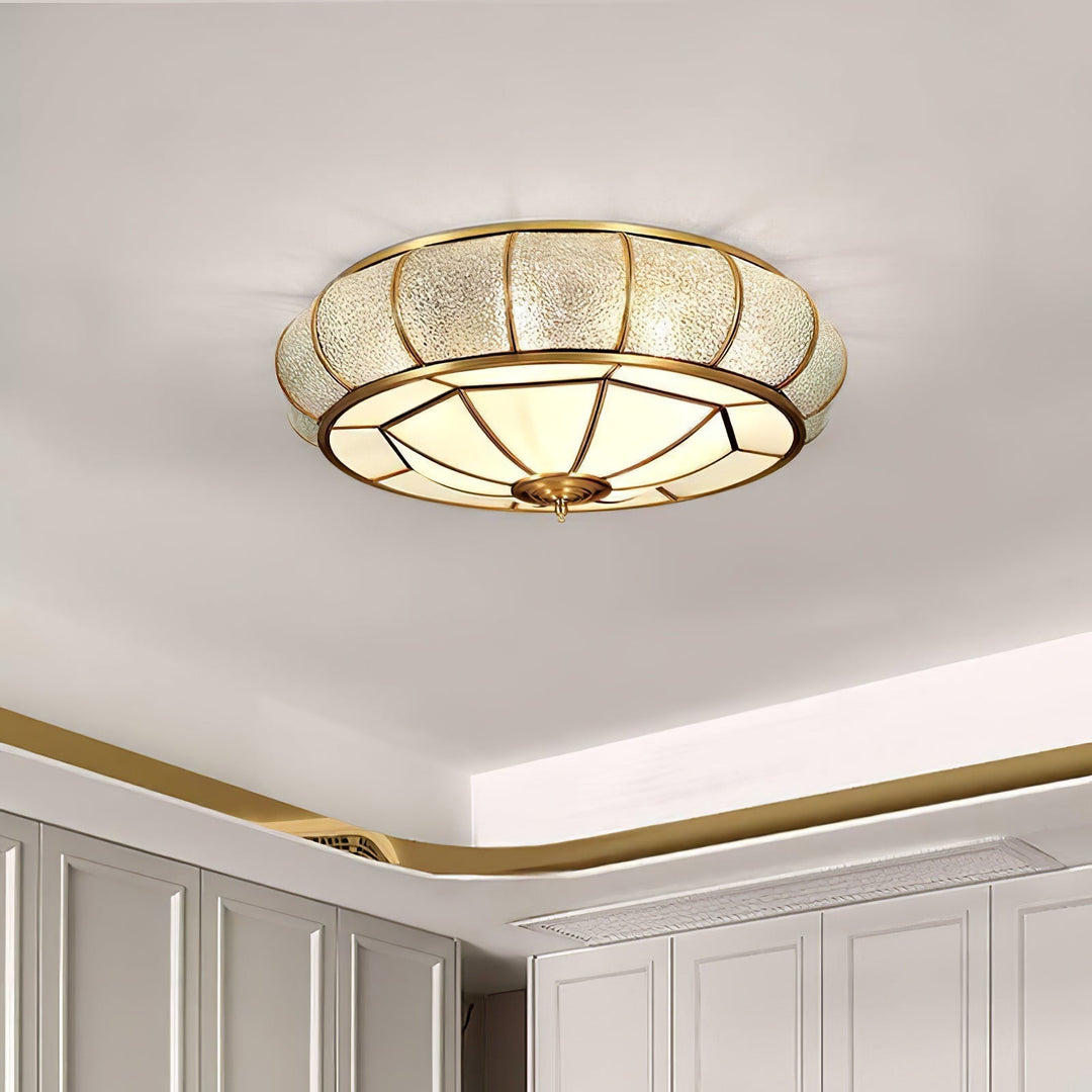 Okrąła szklana lampa sufitowa z teksturą