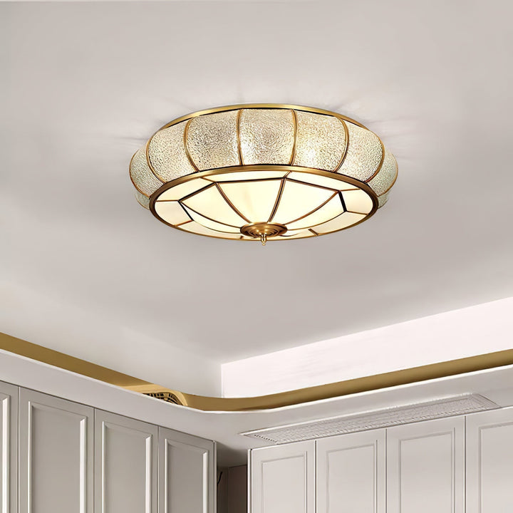 Okrąła szklana lampa sufitowa z teksturą