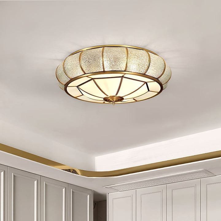 Okrąła szklana lampa sufitowa z teksturą