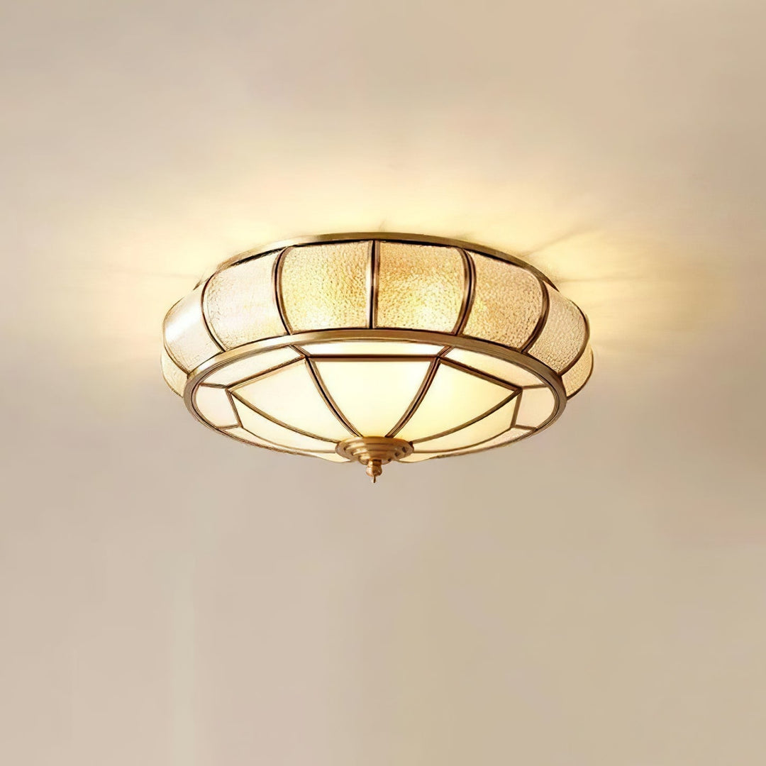 Okrąła szklana lampa sufitowa z teksturą