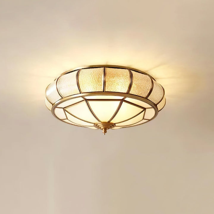 Okrąła szklana lampa sufitowa z teksturą