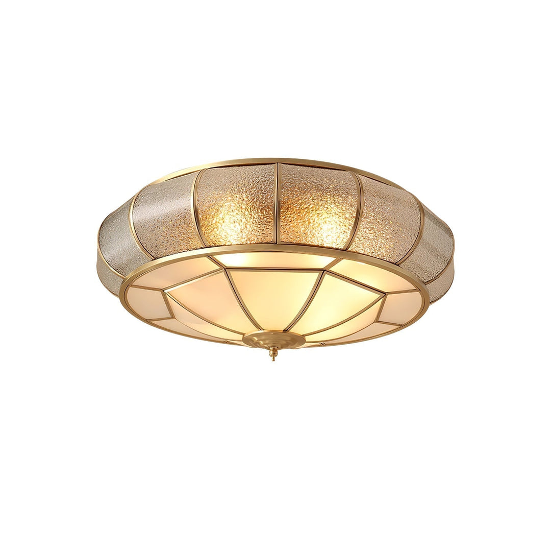 Okrąła szklana lampa sufitowa z teksturą