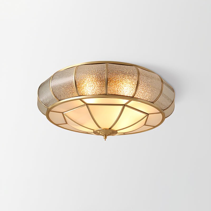 Okrąła szklana lampa sufitowa z teksturą