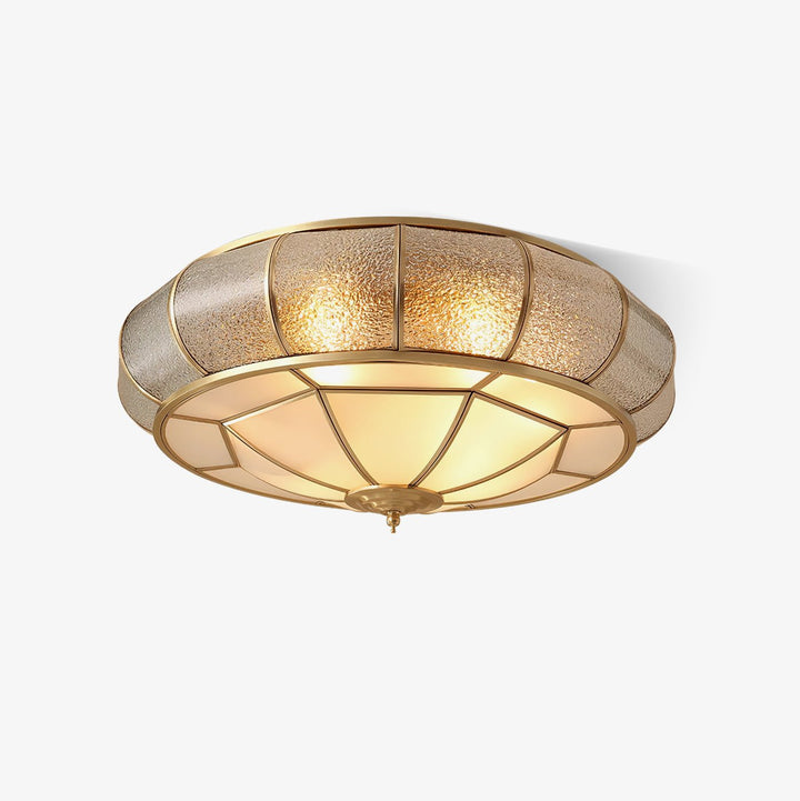 Okrąła szklana lampa sufitowa z teksturą