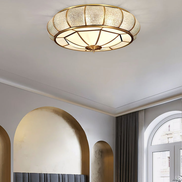 Okrąła szklana lampa sufitowa z teksturą